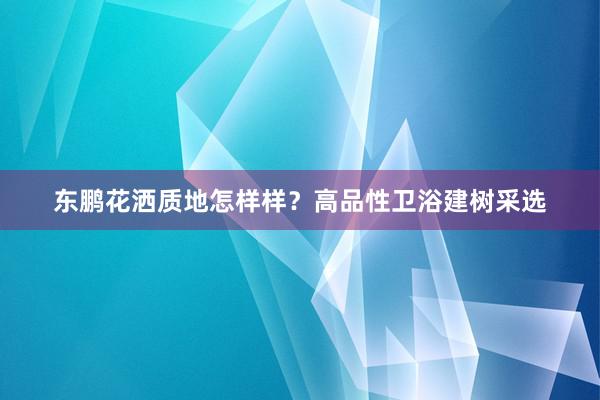 东鹏花洒质地怎样样？高品性卫浴建树采选