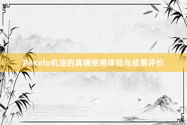 Pakelo机油的真确使用体验与成果评价